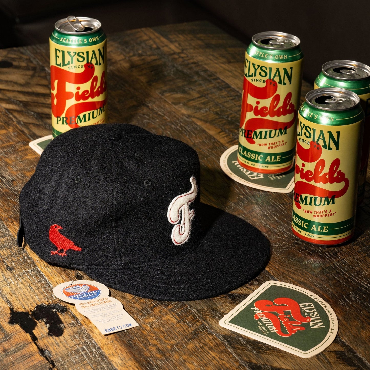 Elysian X Ebbets "Fields Premium" Vintage Inspired Ballcap - Black - Elysian Brewing Company