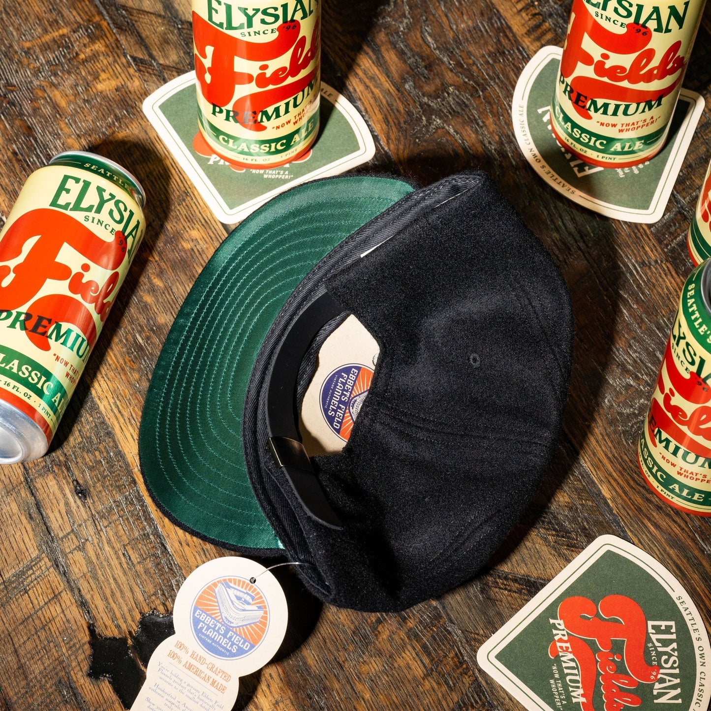 Elysian X Ebbets "Fields Premium" Vintage Inspired Ballcap - Black - Elysian Brewing Company