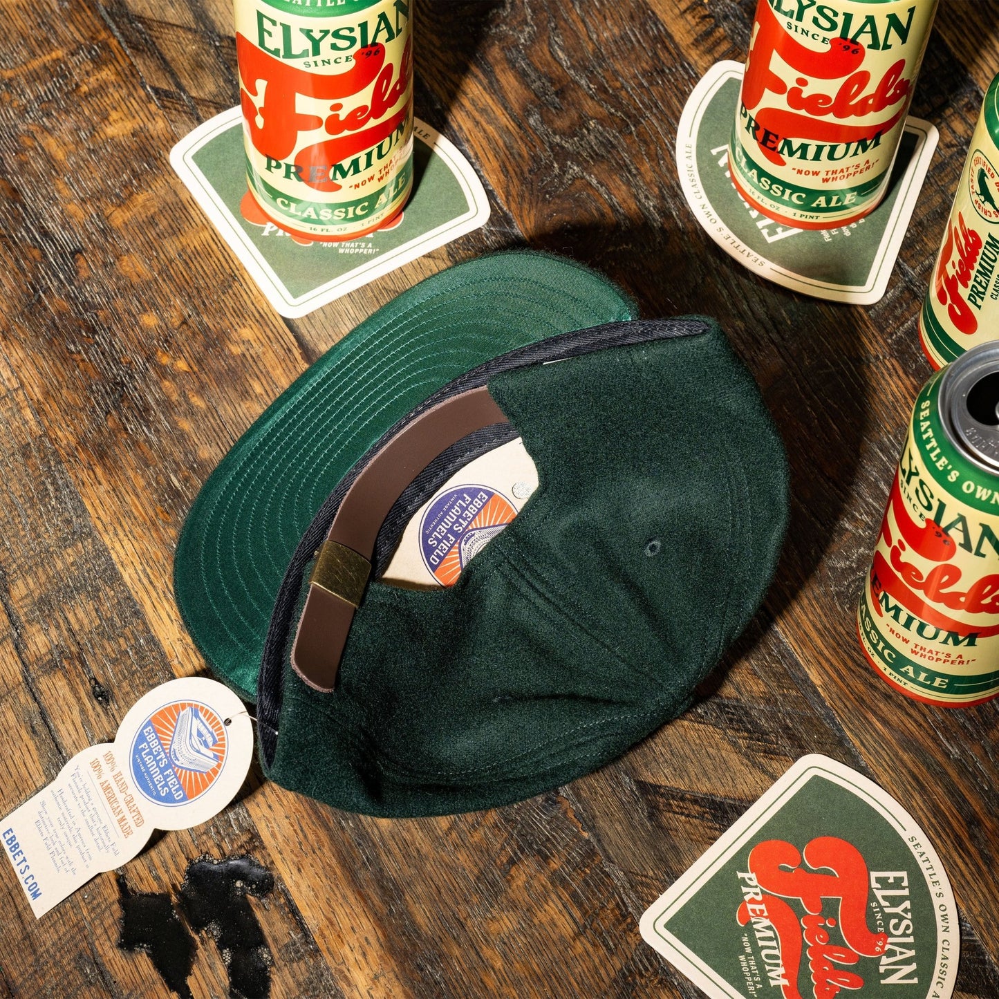 Elysian X Ebbets "Fields Premium" Vintage Inspired Ballcap - Bottle Green - Elysian Brewing Company